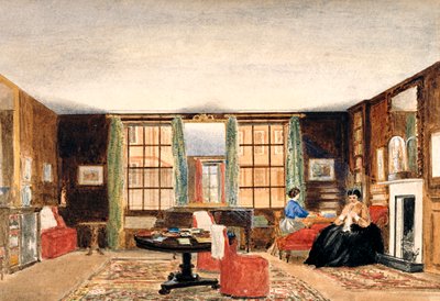 A Drawing Room with Two Seated Women, c.1850 by Unbekannt Unbekannt